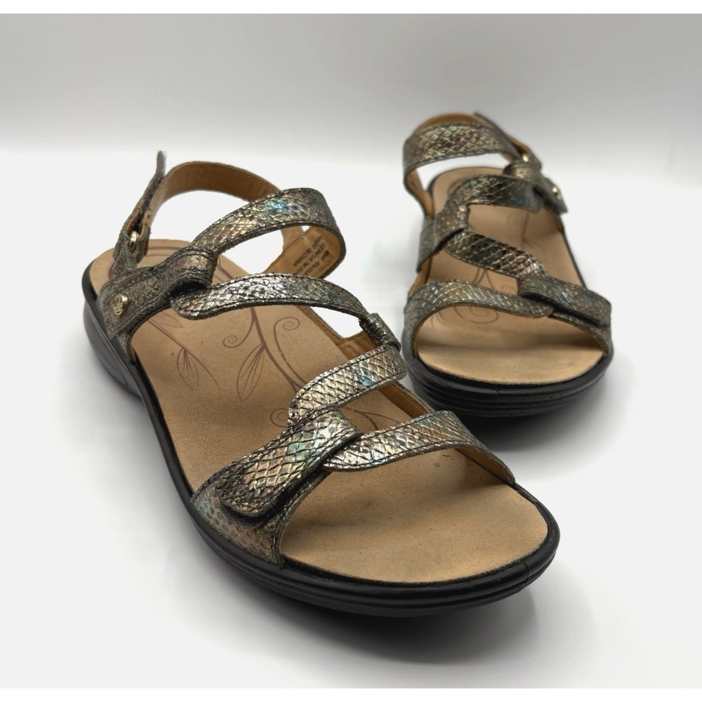 REVERE Miami‎ Sandals Women's Size 9M Peacock Python Leather Adjustable Straps